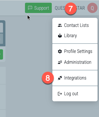 QUESTIONSTAR Benutzermenü — Integrationen