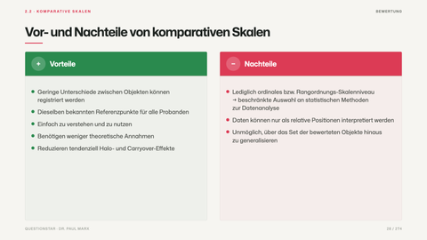 Vor- und Nachteile von komparativen Skalen