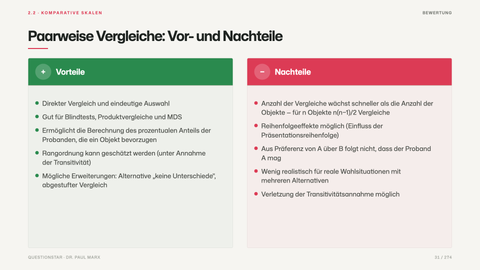 Paarweise Vergleiche: Vor- und Nachteile