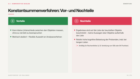 Konstantsummenverfahren: Vor- und Nachteile