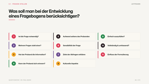 Was soll man bei der Entwicklung eines Fragebogens berücksichtigen?