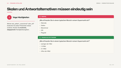 Skalen und Antwortalternativen müssen eindeutig sein