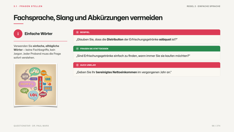 Fachsprache, Slang und Abkürzungen vermeiden