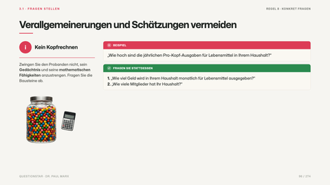 Verallgemeinerungen und Schätzungen vermeiden