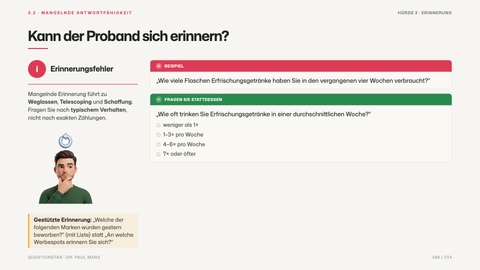 Kann der Proband sich erinnern?