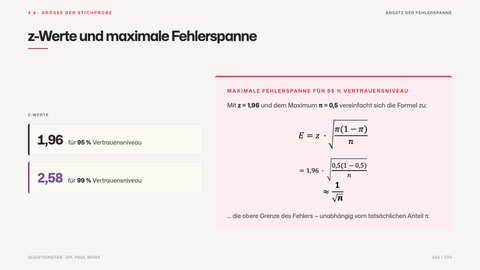 z-Werte und maximale Fehlerspanne