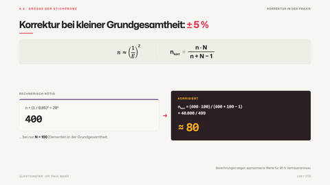 Korrektur bei kleiner Grundgesamtheit: ± 5 %