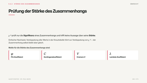 Prüfung der Stärke des Zusammenhangs
