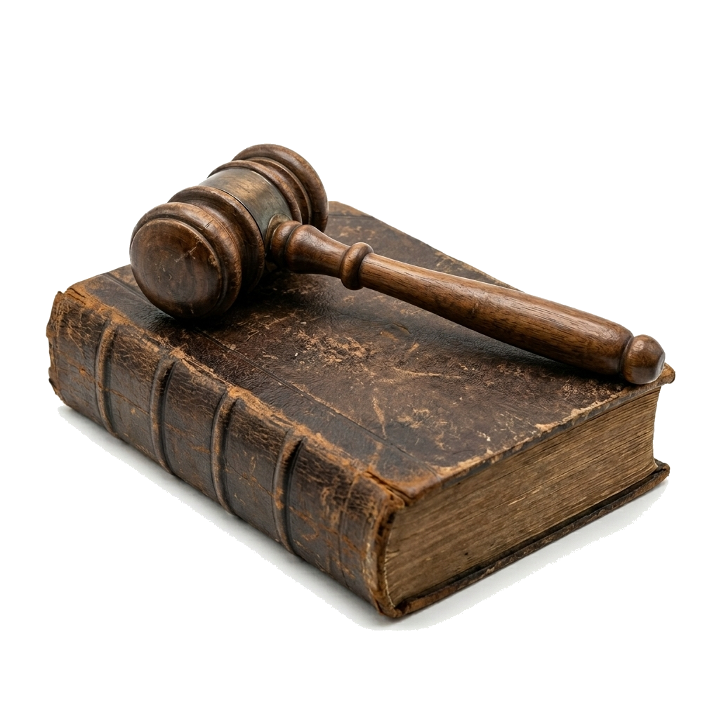 Richterhammer auf einem alten Buch — Auswahl nach Urteil