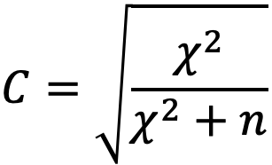 C = Wurzel aus χ² geteilt durch (χ² + n)