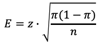 E = z · Wurzel aus pi(1-pi)/n